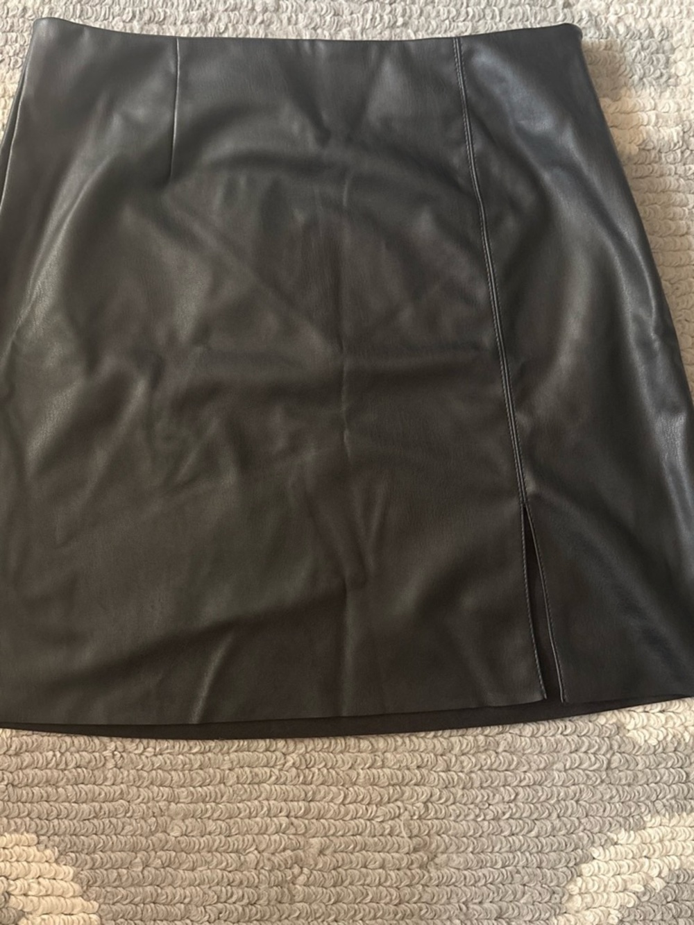 Noisy May Black Faux Leather Mini Skirt with Side Slit